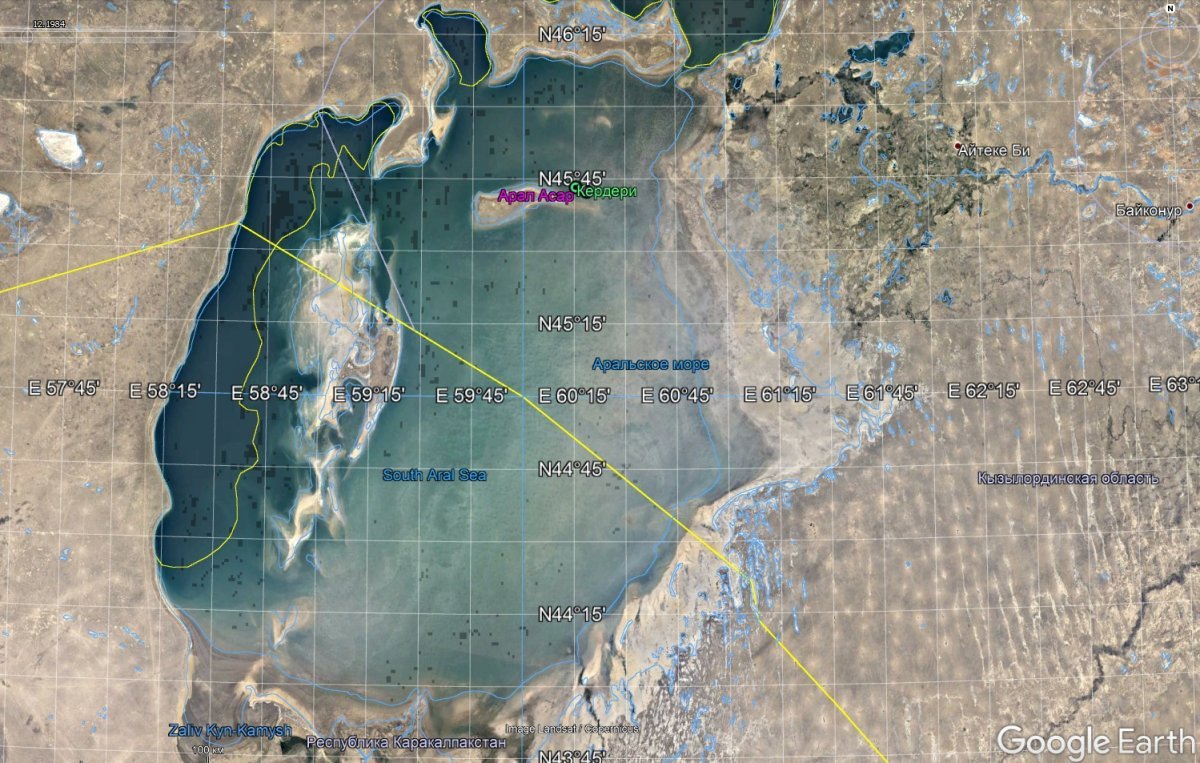 Аральское море на карте 2022