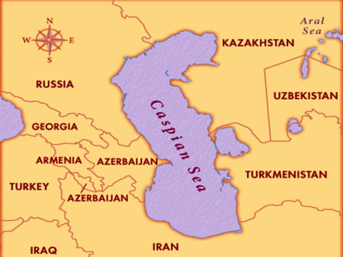 Иран и Казахстан на карте