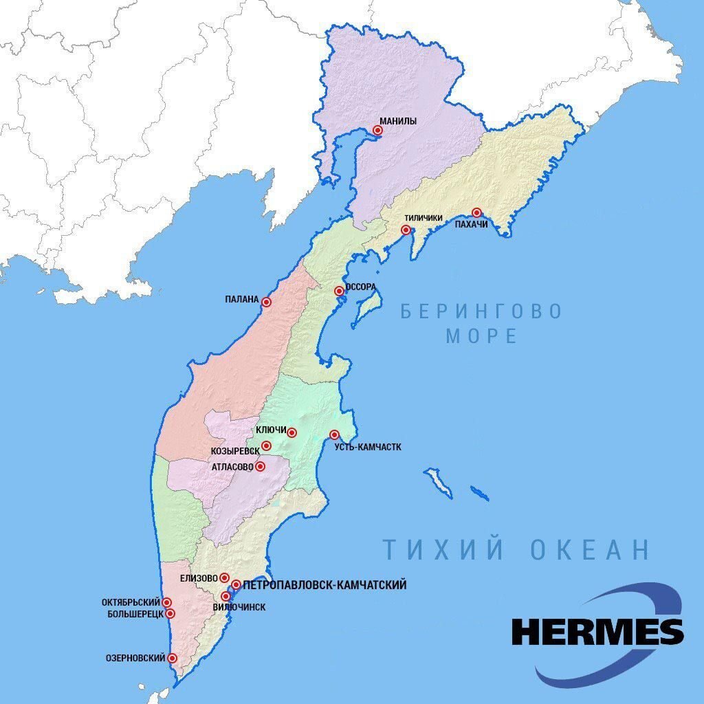 Полуостров Камчатка на карте