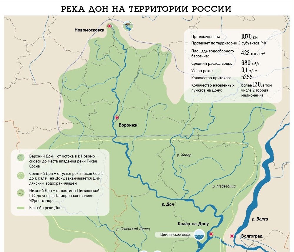 Река Дон на карте России
