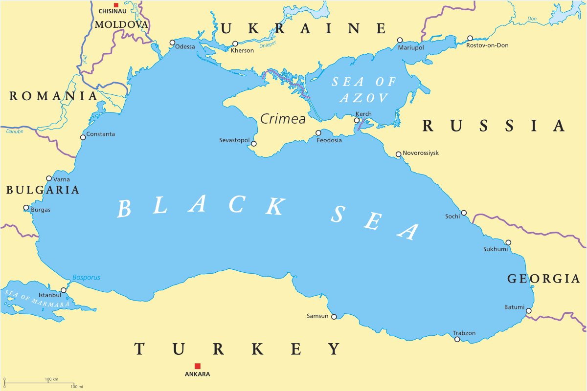 Чёрное море карта побережья политическая