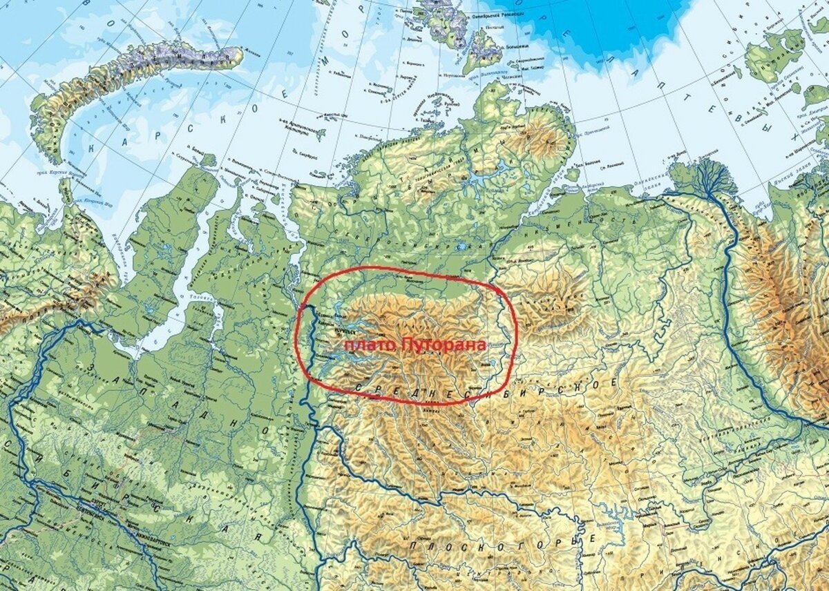 Плато Путорана на карте