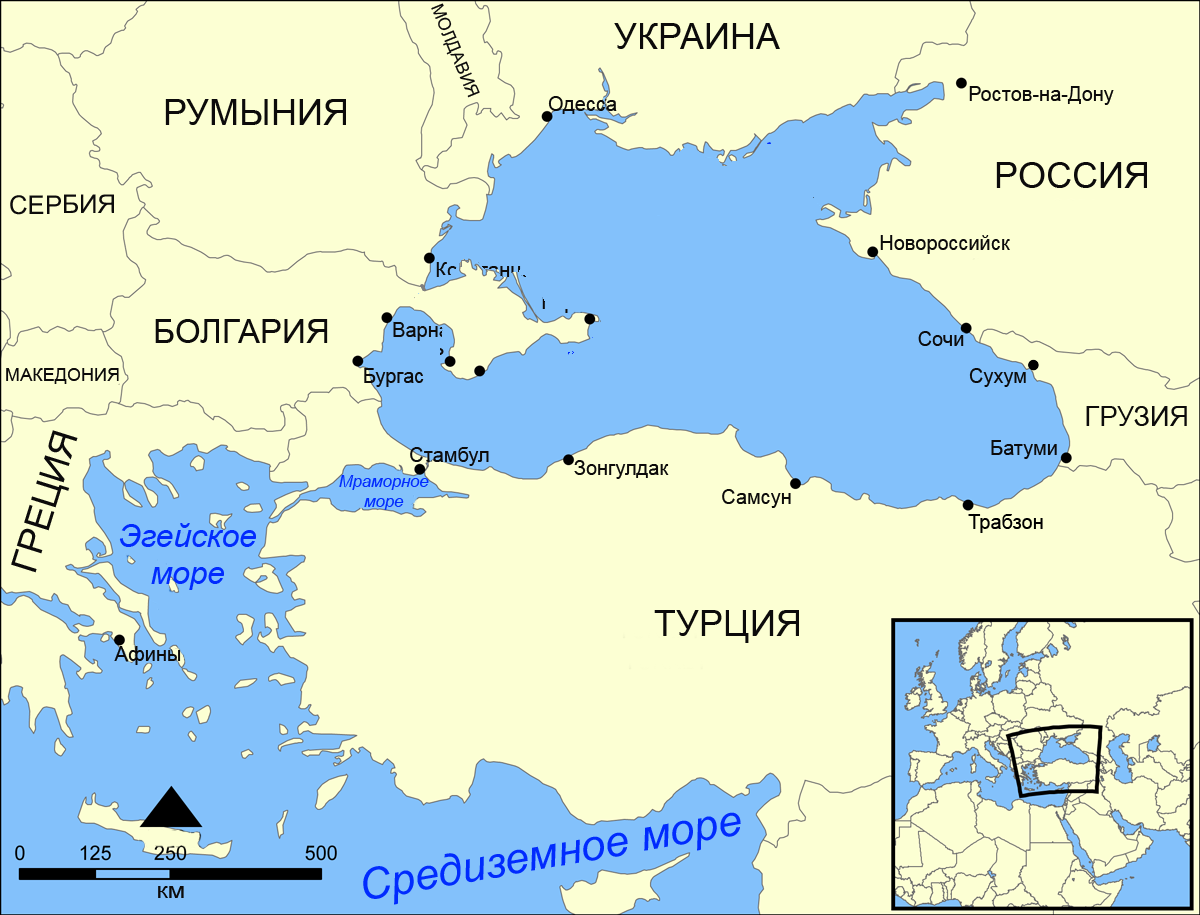 Крым и Турция на карте
