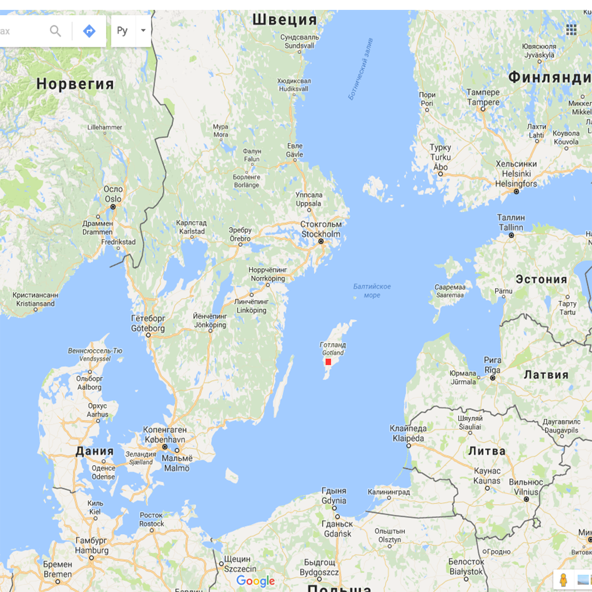 Готланд остров в Балтийском море на карте