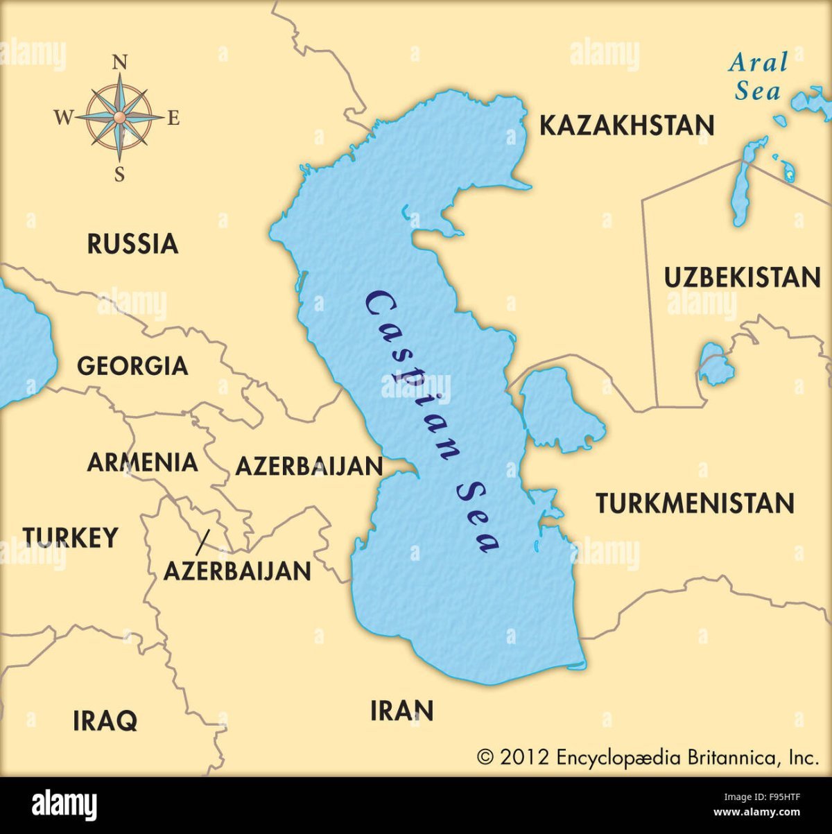 Государства Каспийского моря на карте