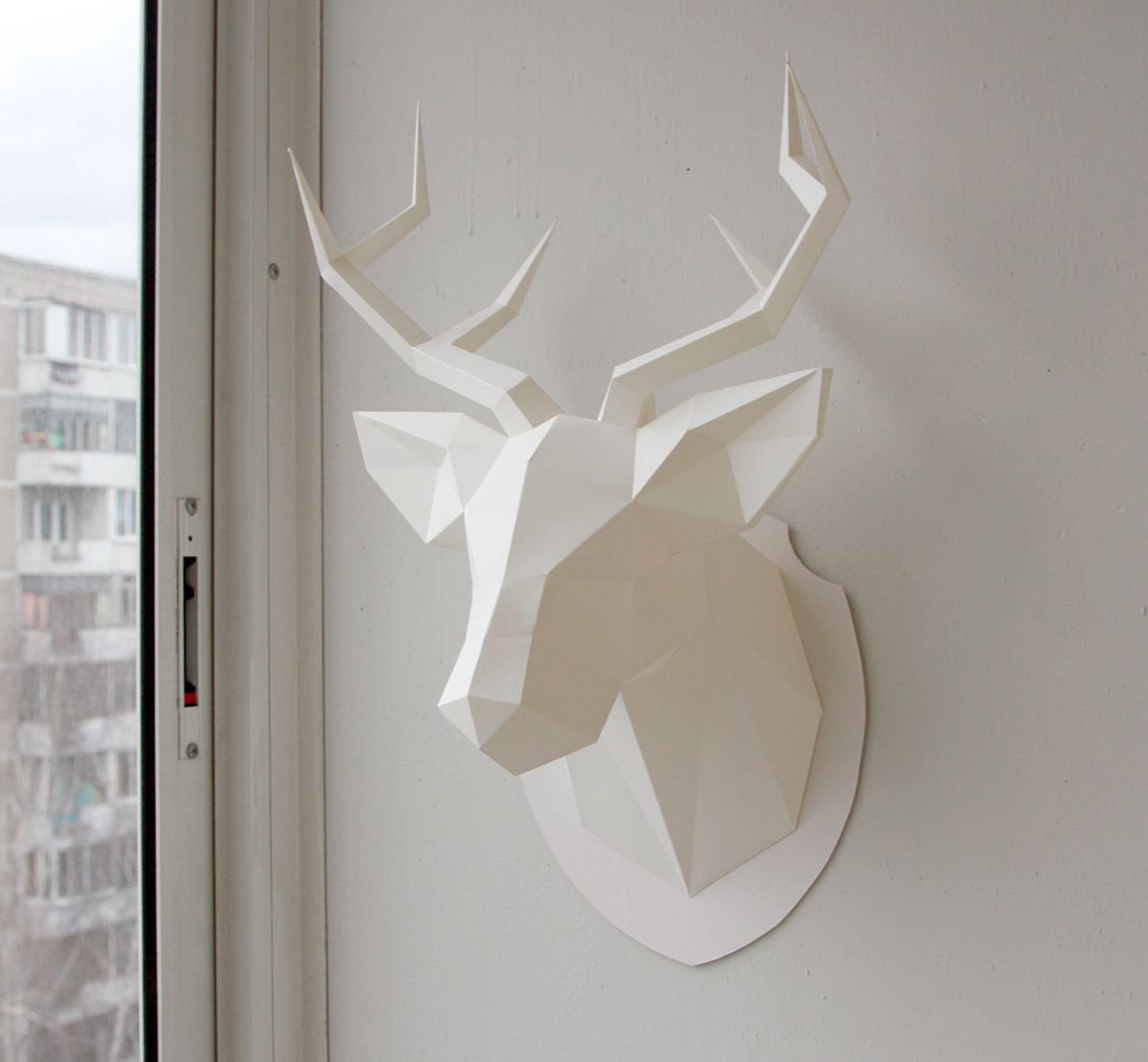 Набор polygonal paper для склейки головы оленя, белый
