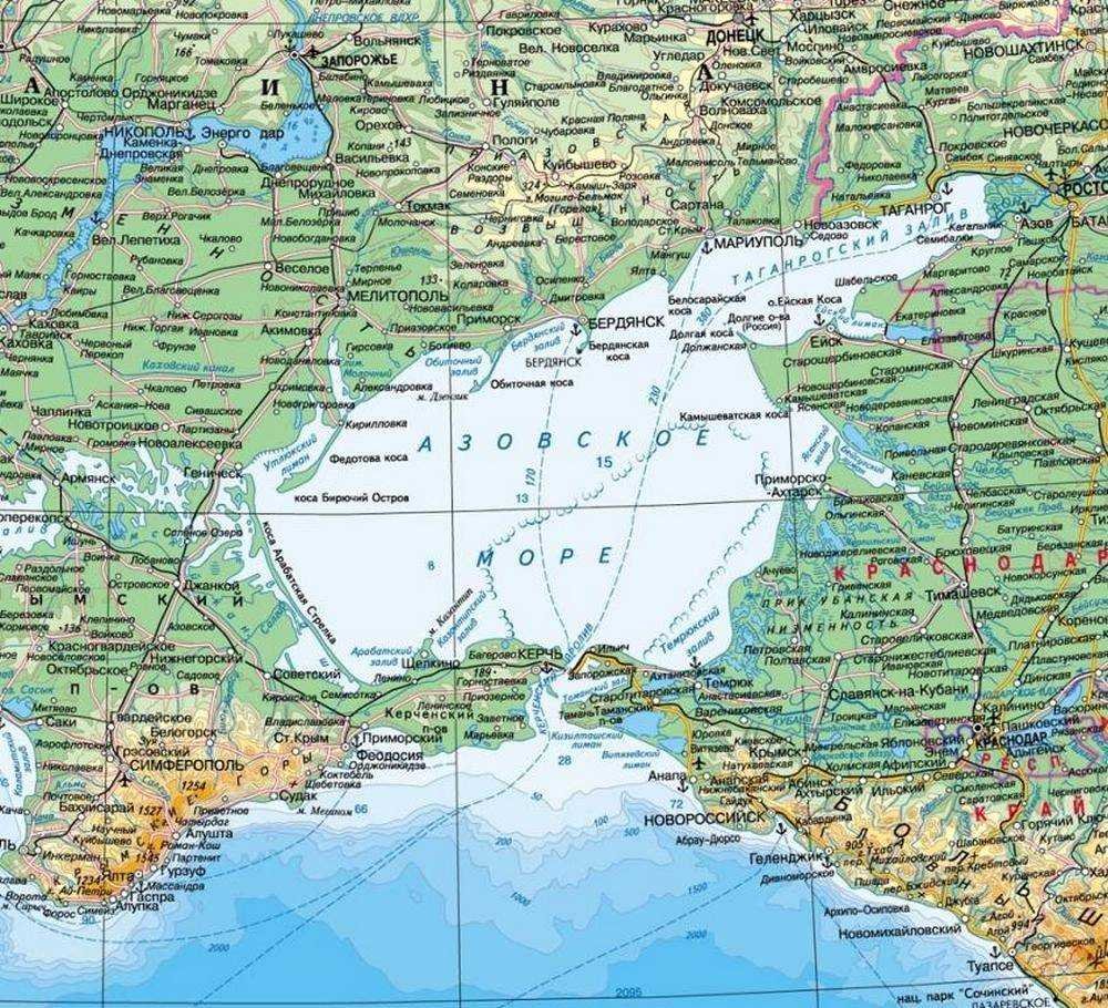 Азовское море карта побережья