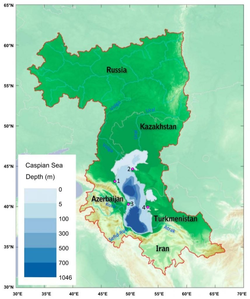 Глубины в Каспийском море