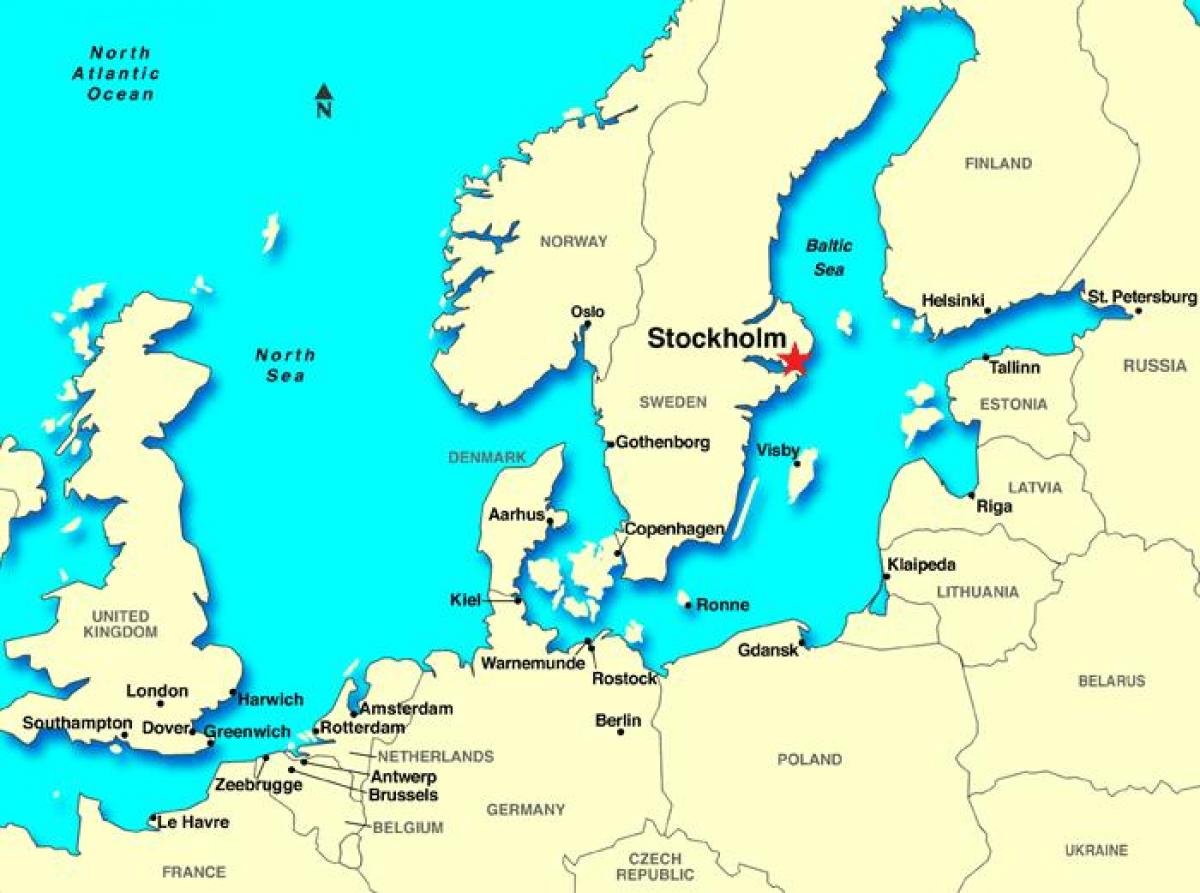 Карта Балтийского моря с портами