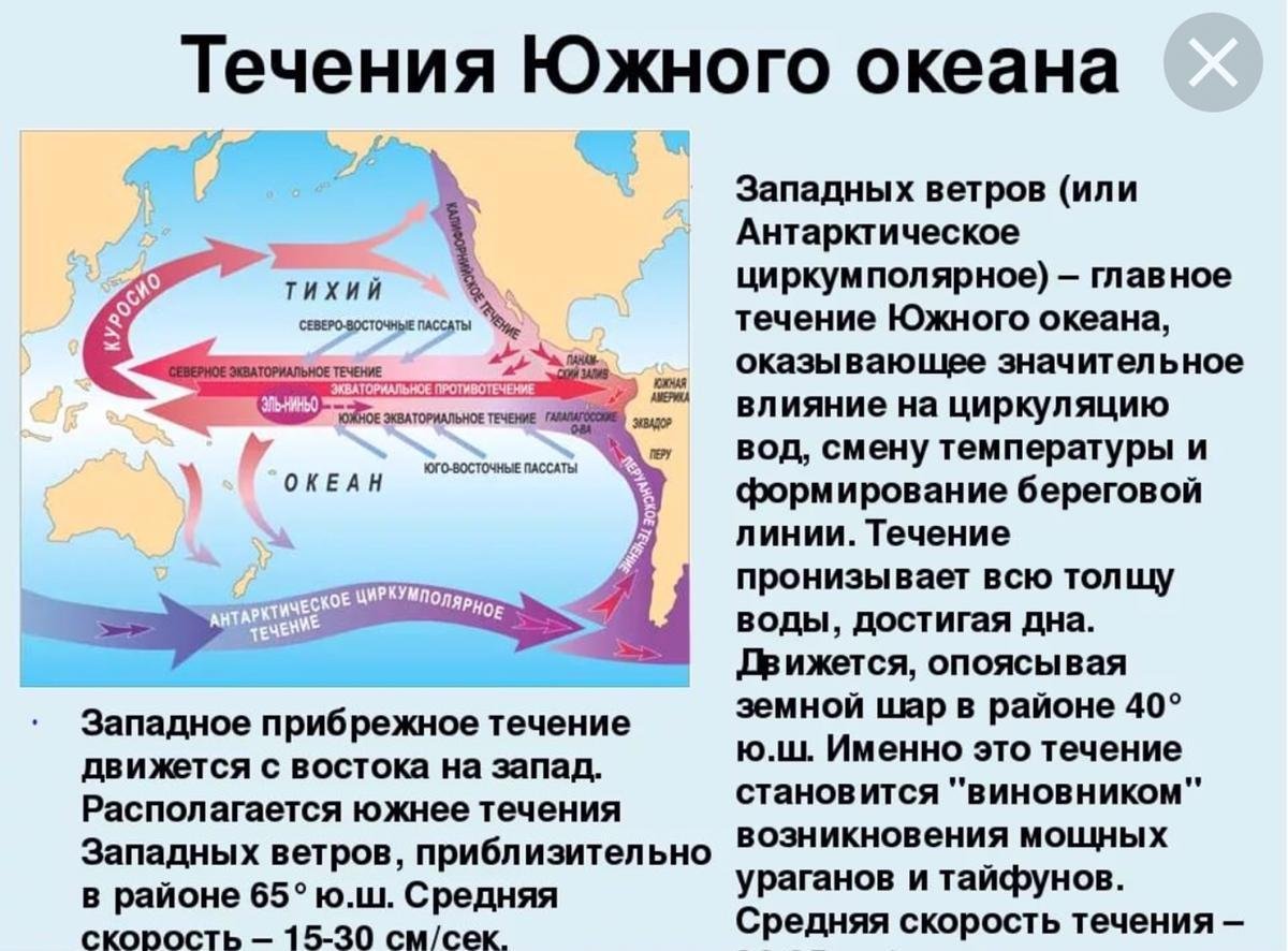 Основные морские течения Южного океана