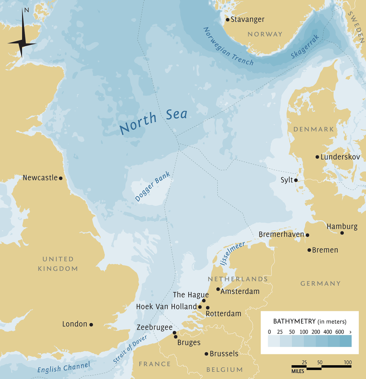 Северное море на карте Великобритании
