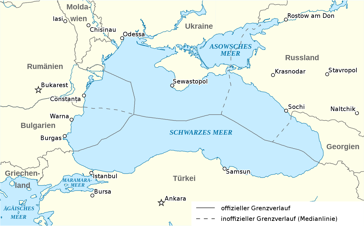 Границы в черном море карта