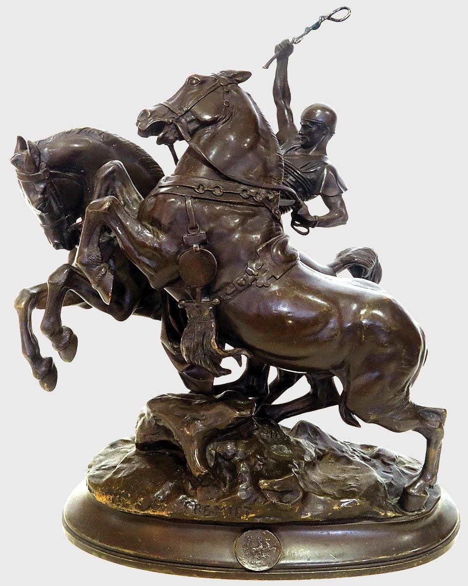 Антикварная бронзовая скульптура медный всадник