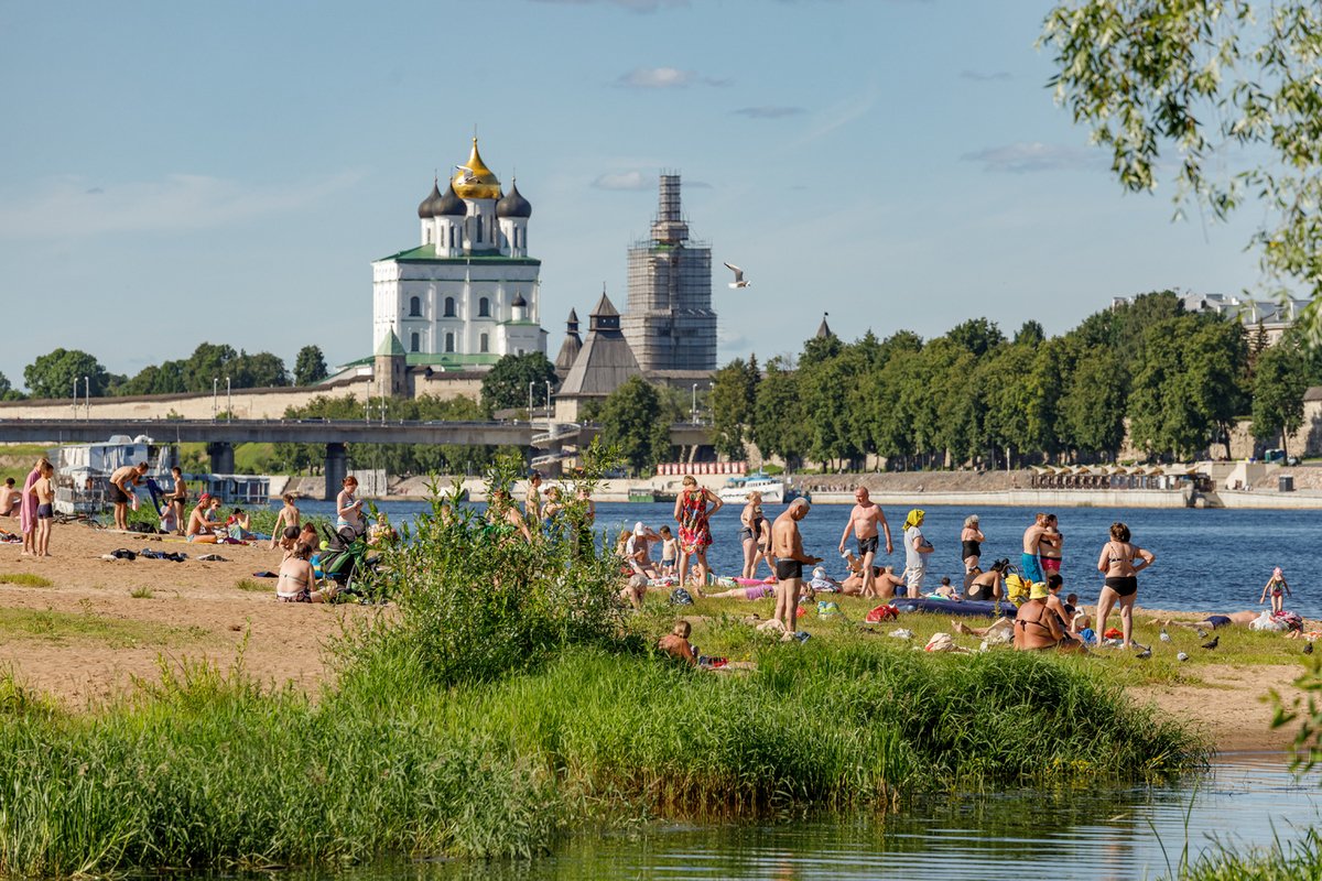 Река Великая Псков пляж