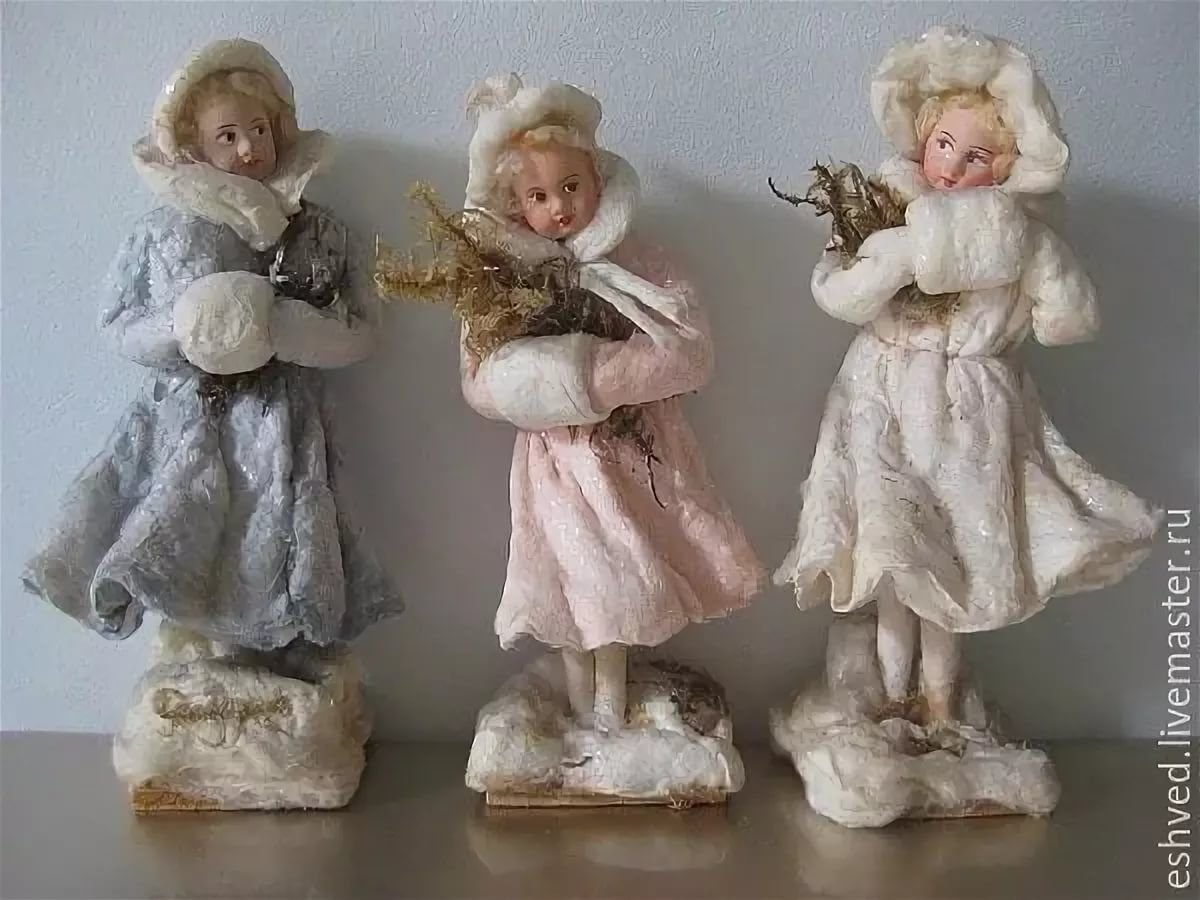 Елочные игрушки из ваты МК