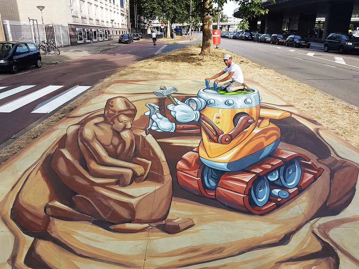 3d стрит арт автомобиль в Москве