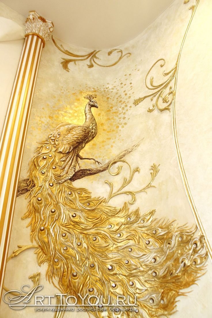 Павлин лепнина барельеф
