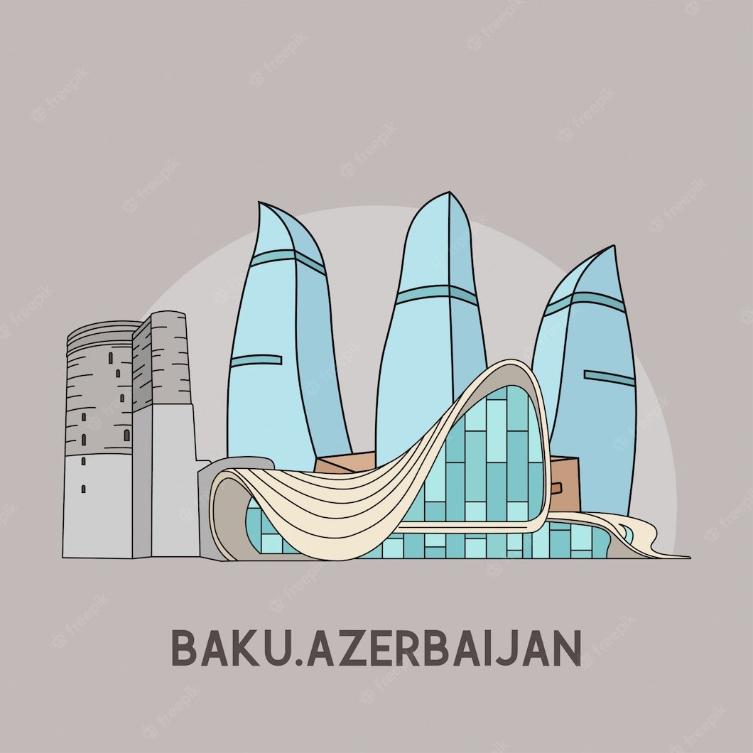 Достопримечательности Баку вектор