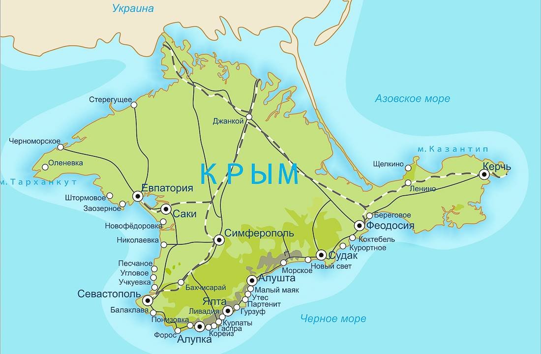 Полуостров Крым на карте