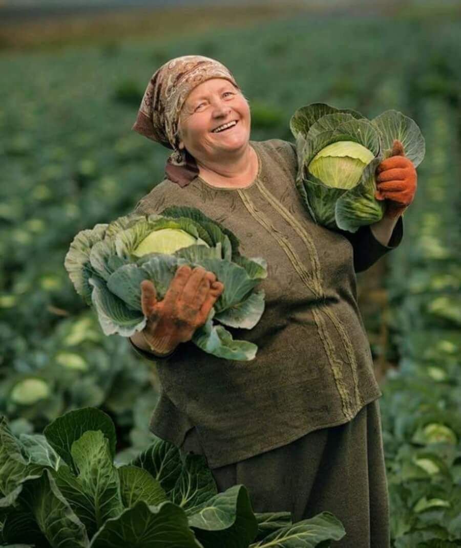 Бабка с урожаем