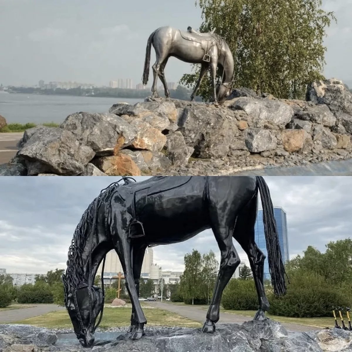 Скульптура белая лошадь в Красноярске