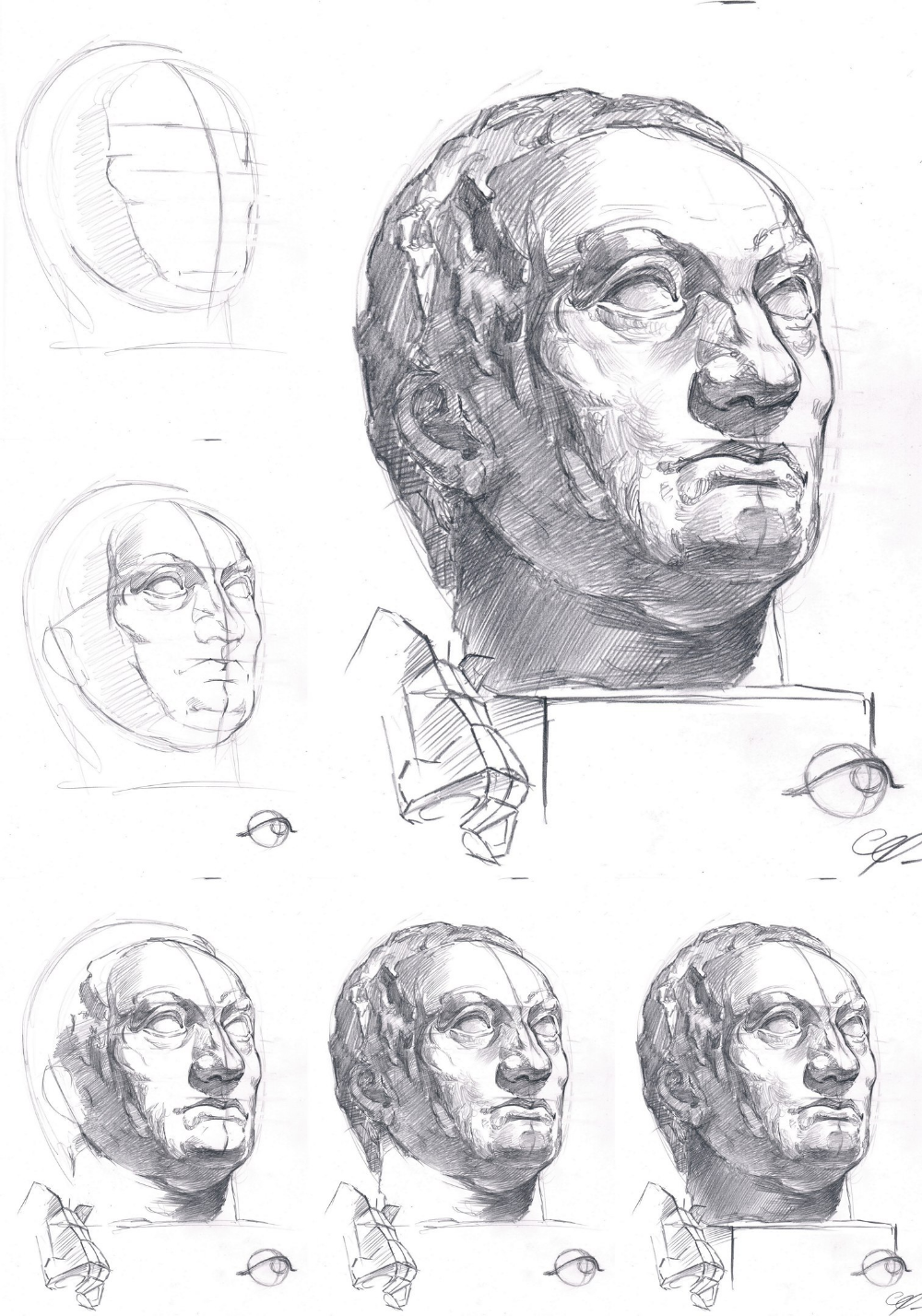 Сенека рисунок гипсовой головы