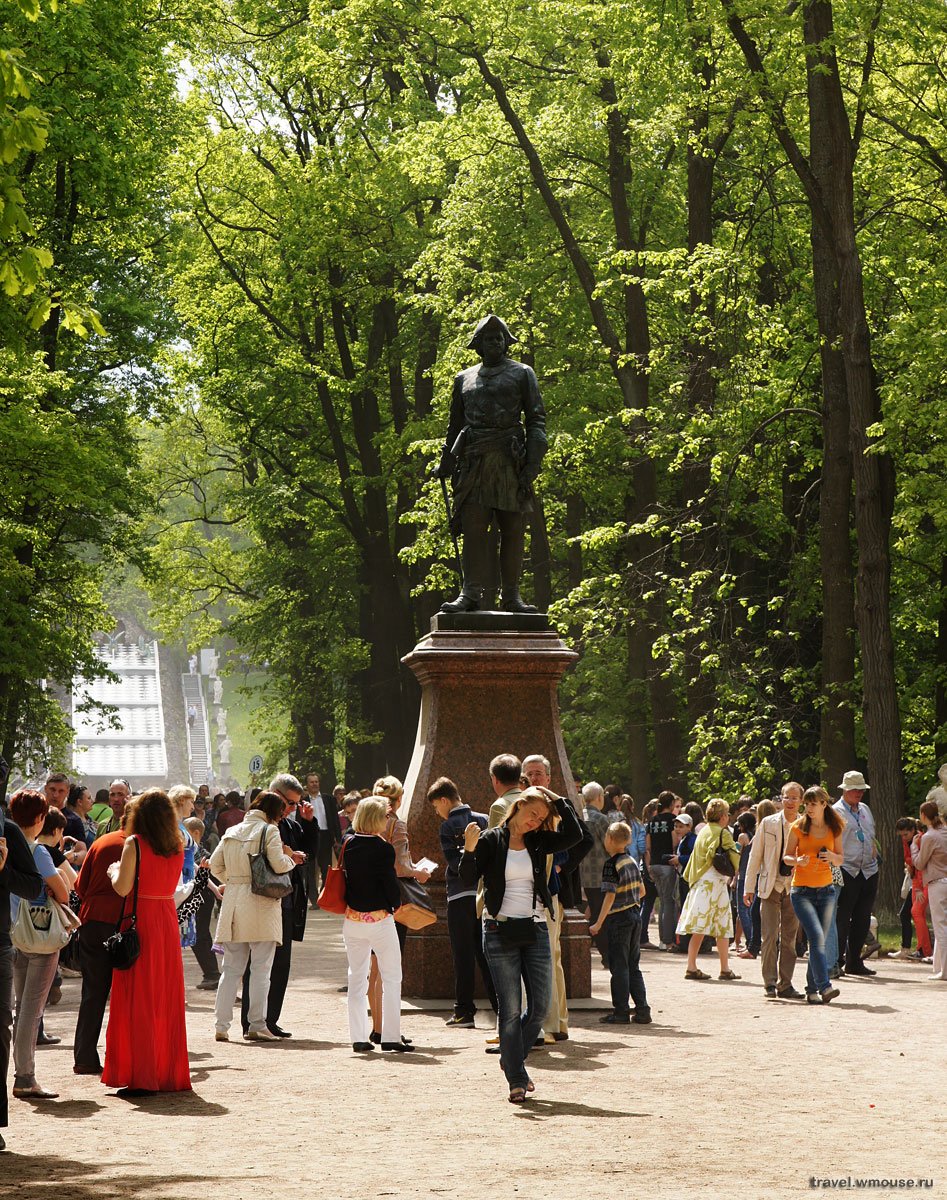 Памятник Петру 1 в Петергофе в парке