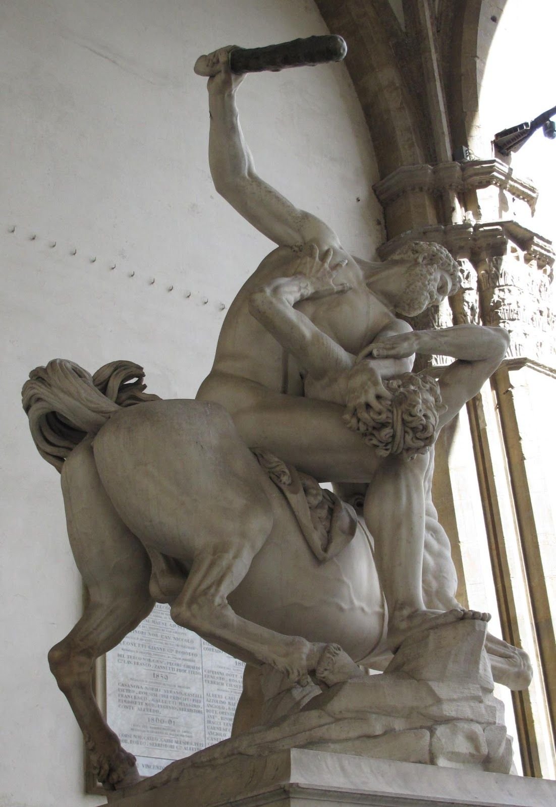 Statue Hercules and Nessus in Loggia dei Lanzi in Florence