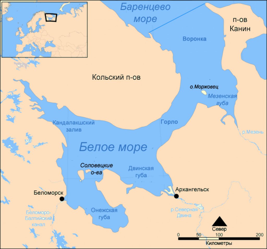 Белое море карта географическая
