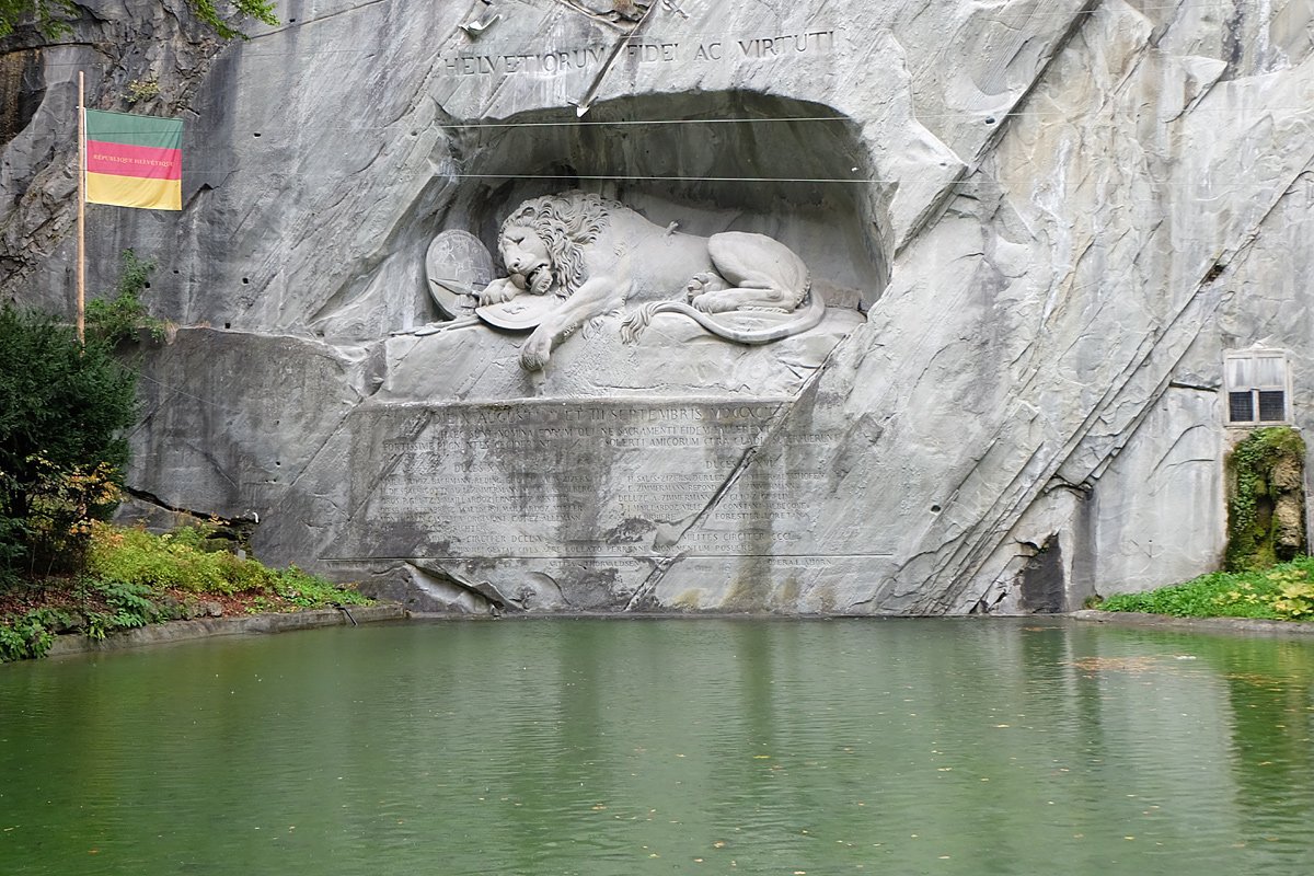 Switzerland Rock Lion Carved