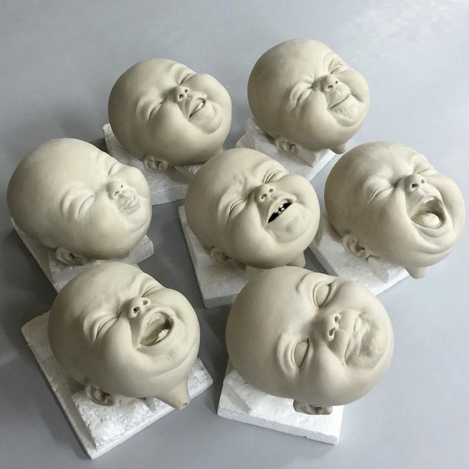 Лицо младенца лепка