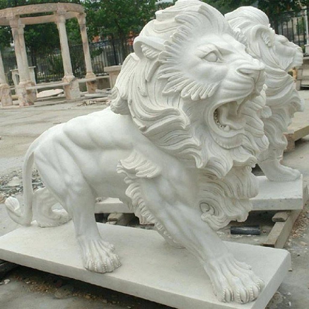 Мраморный Лев скульптура каминная