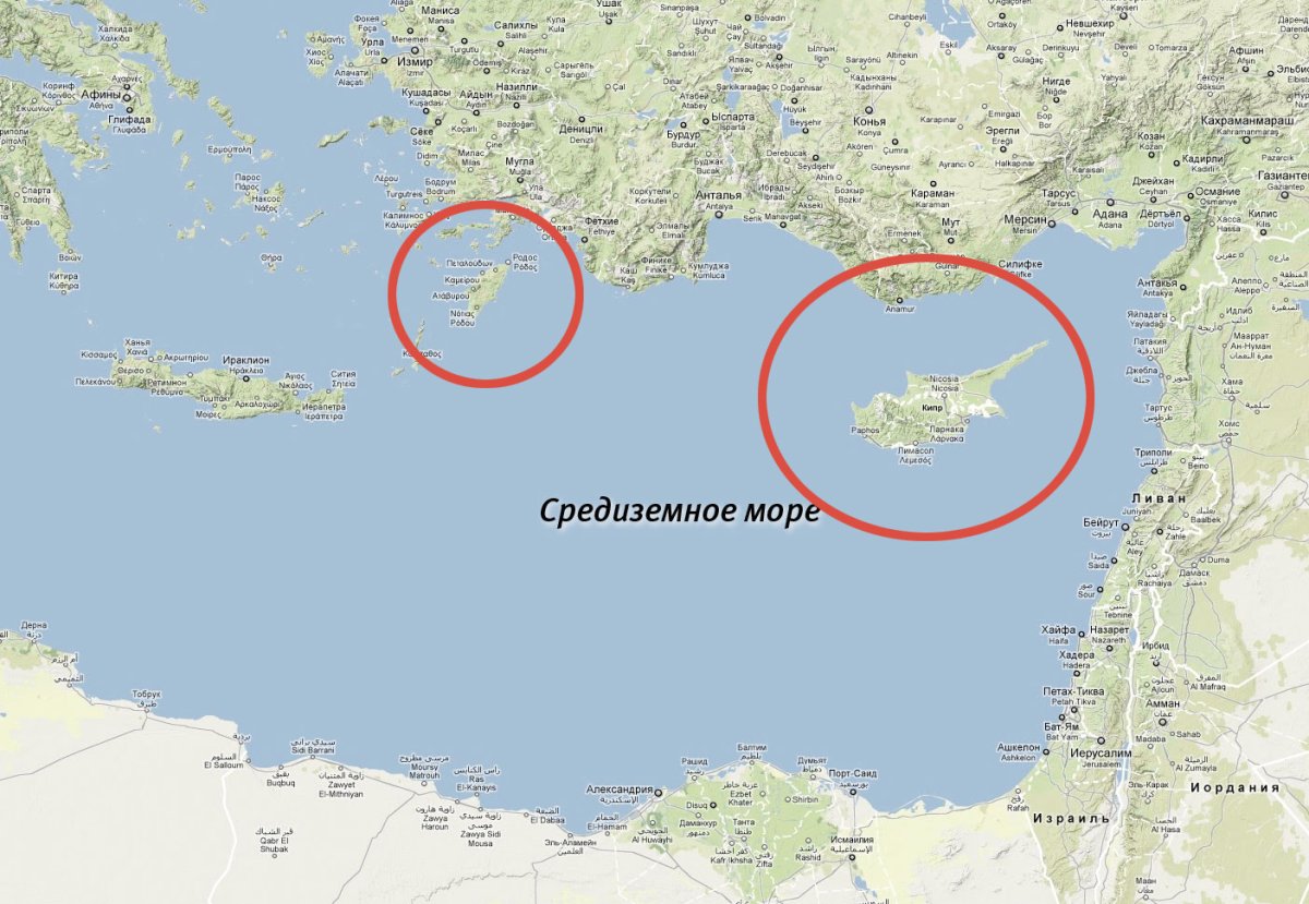 Острова Средиземного моря на карте