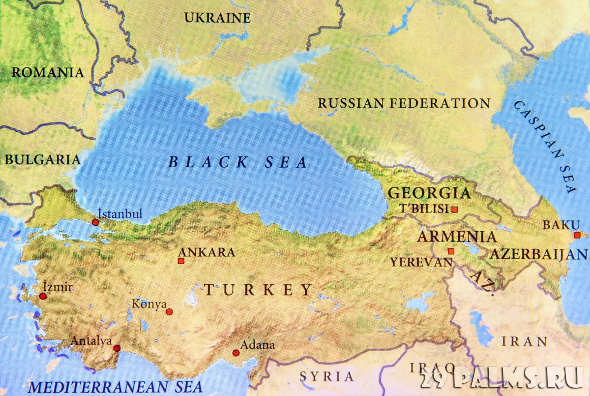 Карта Армении и Турции