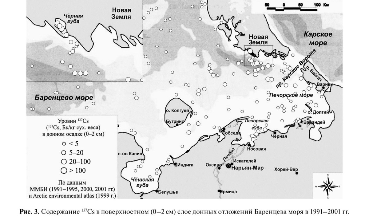 Карта ядерных отходов в Карском море