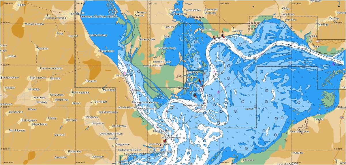 Карта Куйбышевское водохранилище до затопления Куйбышевское