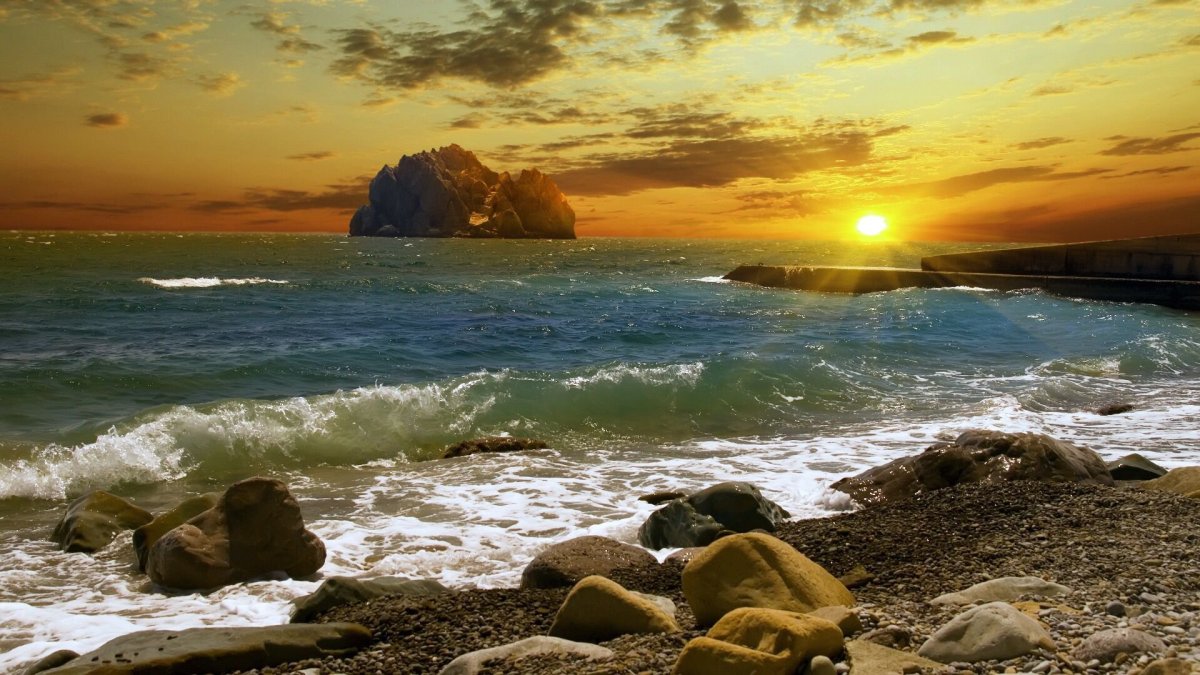 Закат на море