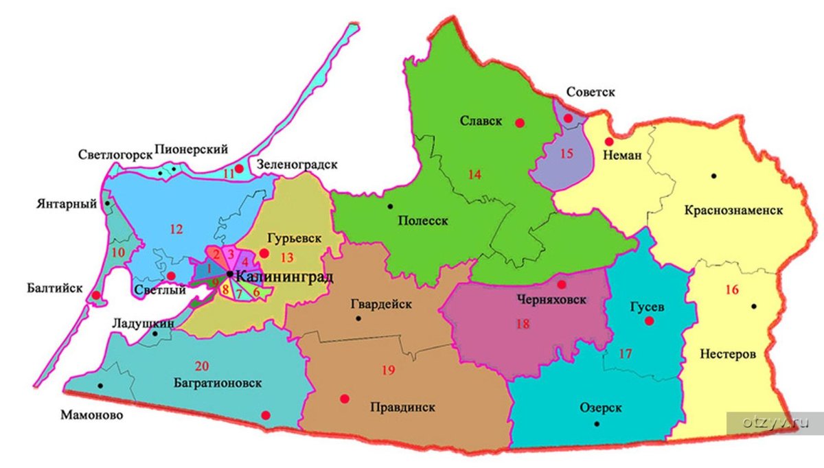 Политическая карта Калининградской области