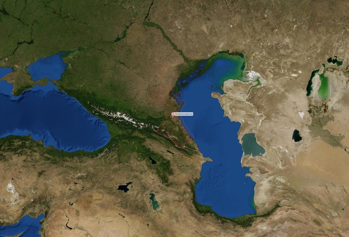 Космический снимок Каспийского моря