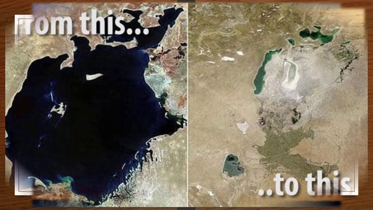 Аральское море до и после высыхания на карте
