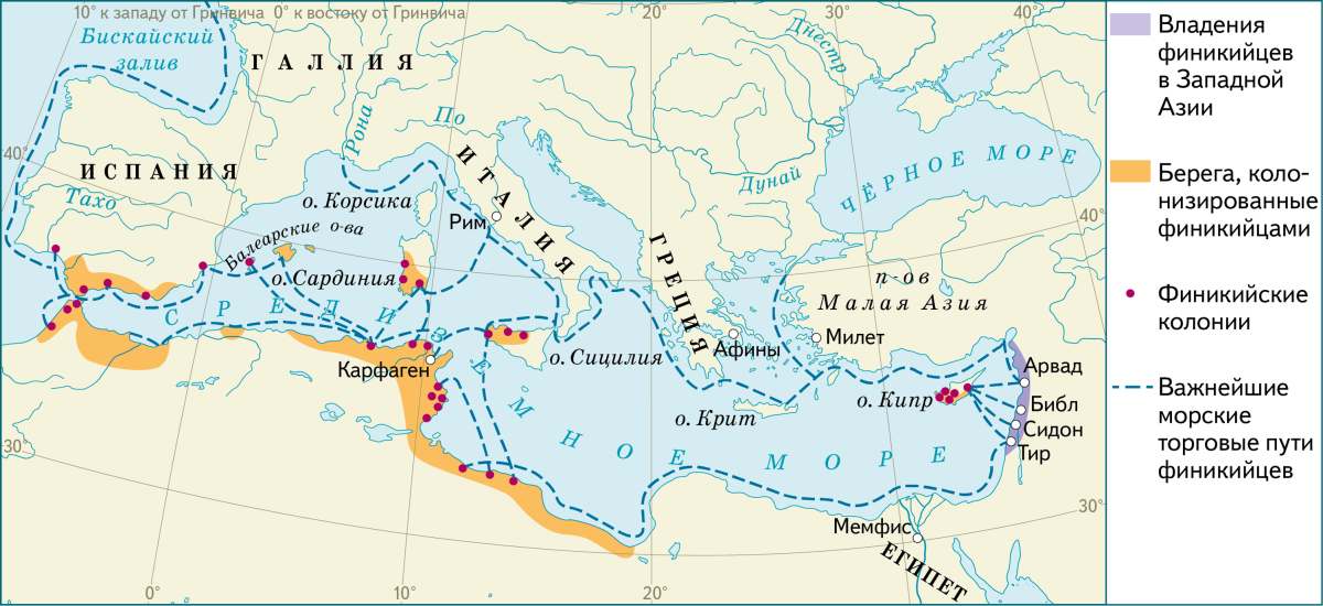Средиземное море финикийские колонии