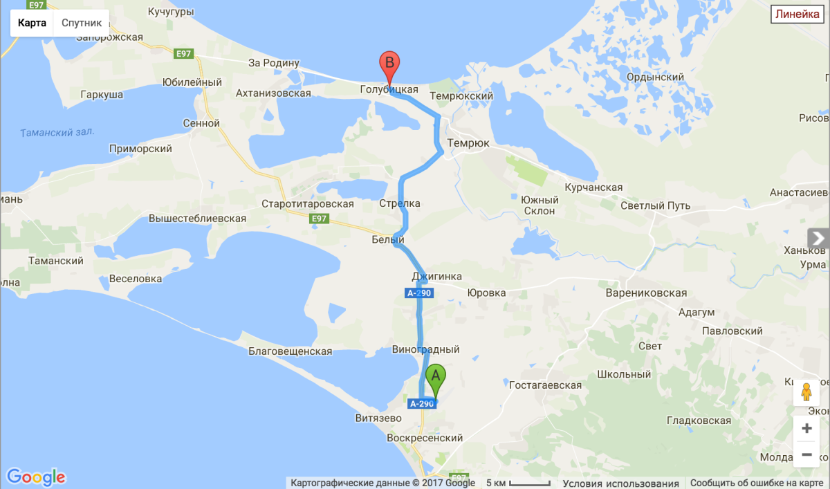 Анапа Темрюк карта