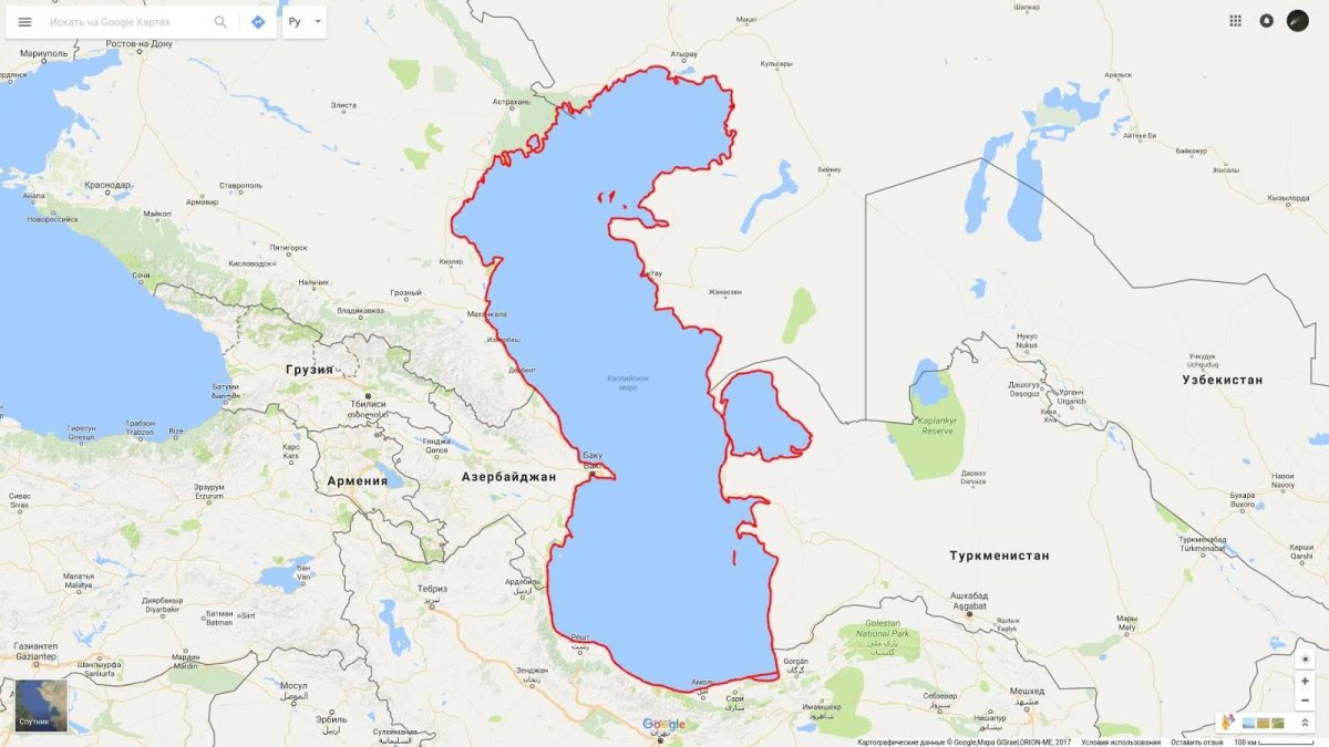 Каспийское море на карте