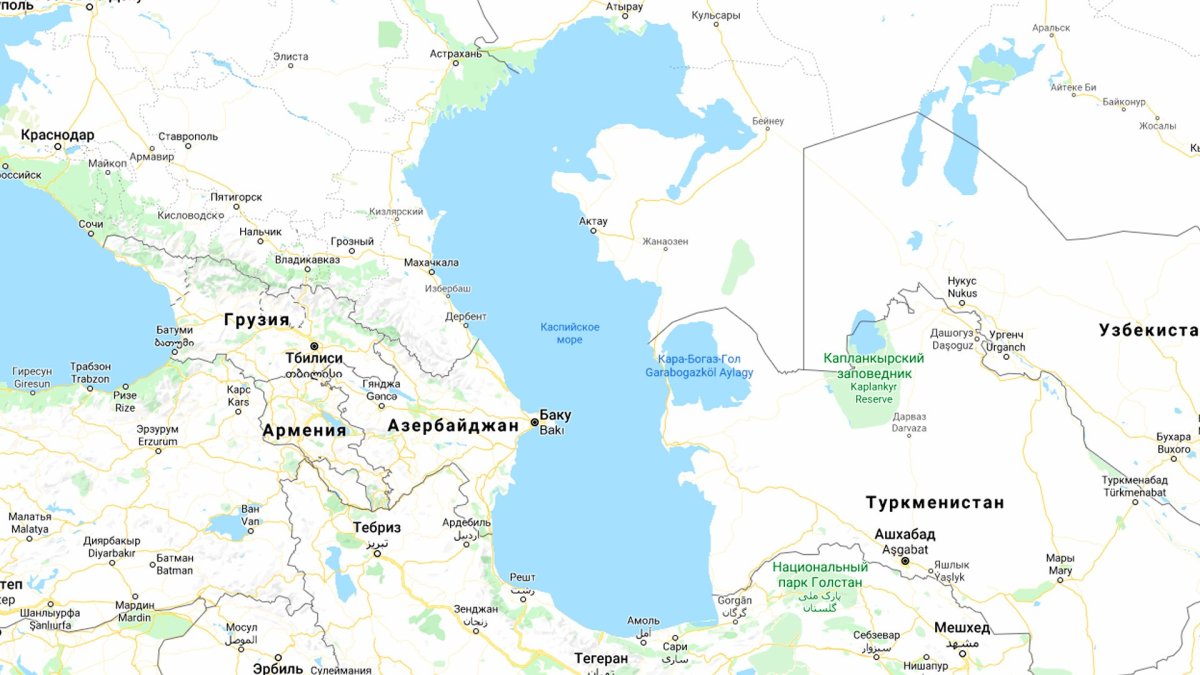 Каспийское море на карте России