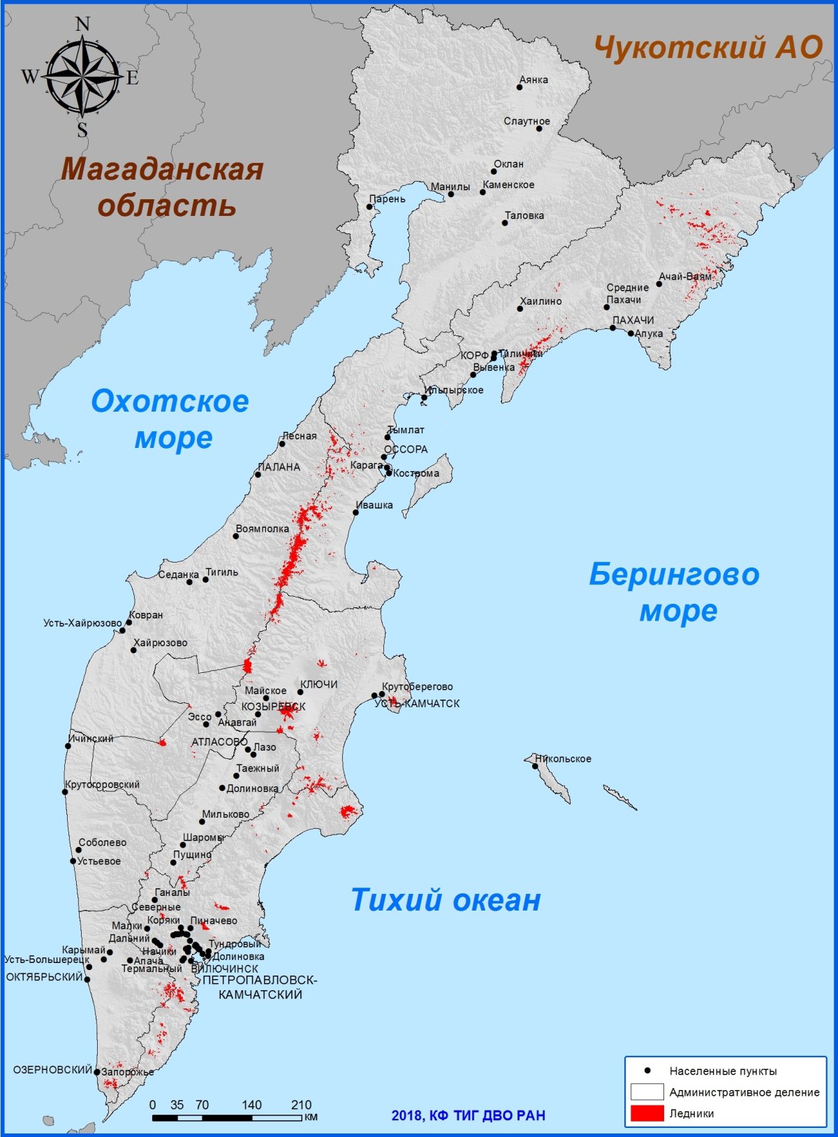 Камчатка на карте