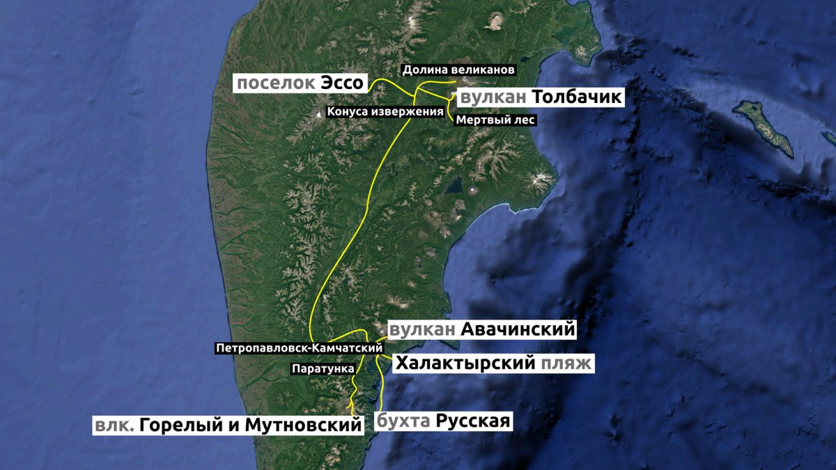 Камчатка на карте