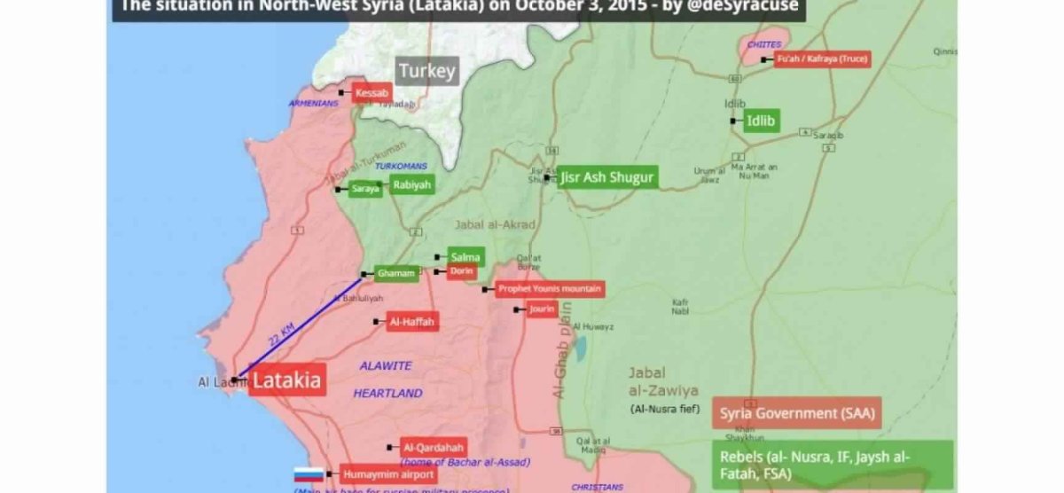Провинция Латакия на карте Сирии