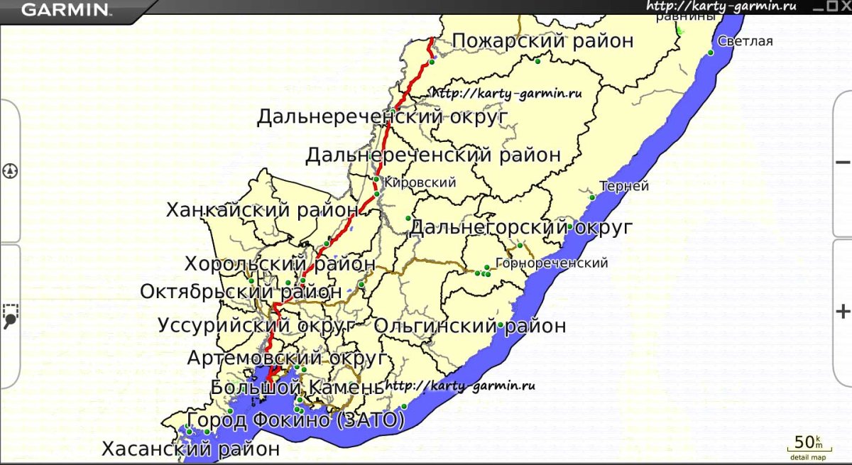 Карта Приморского края подробная автомобильная