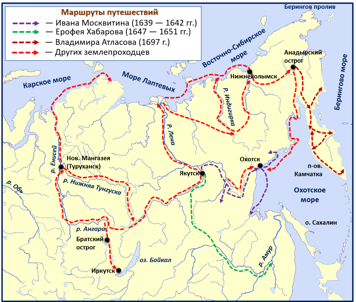 Маршрут экспедиции Ивана Москвитина