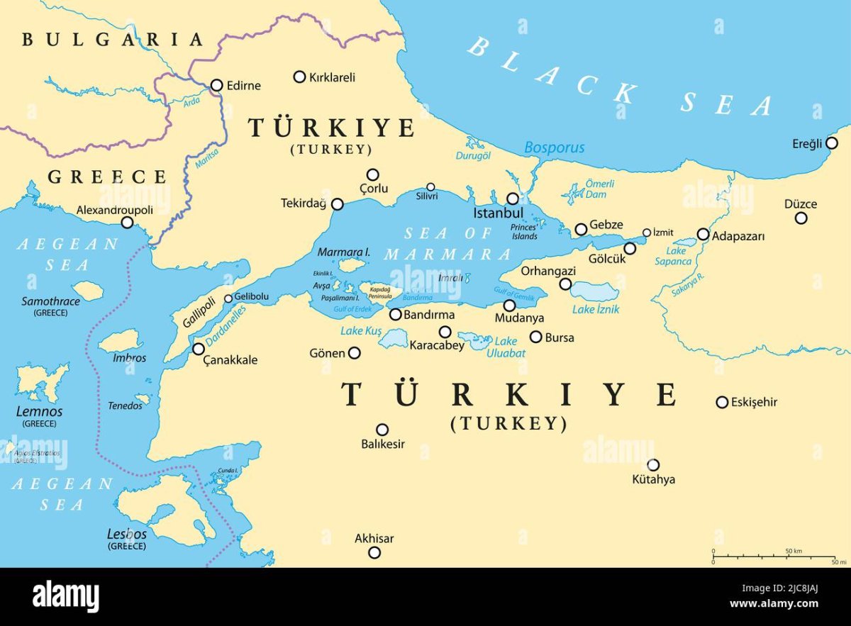 Проливы Босфор и Дарданеллы на карте